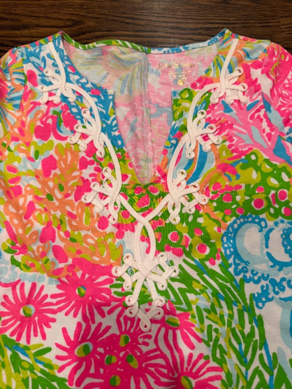 Lilly Pulitzer Brewster Pima Cotton Embroidered TShirt Dress Bright Print XS - Picture 3 of 7